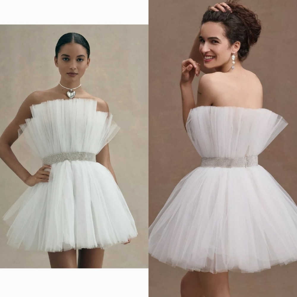 NWT Bronx And Banco Anna Blanc Mini Dress Tulle Bridal White 8